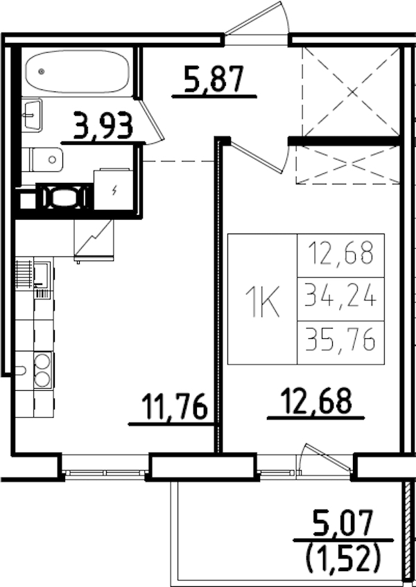 1-комнатная квартира 39.31 м², 9/9 эт., ЖК «IQ Гатчина 3»